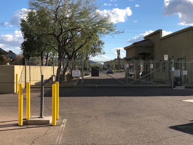 Gated entrance to storage facility